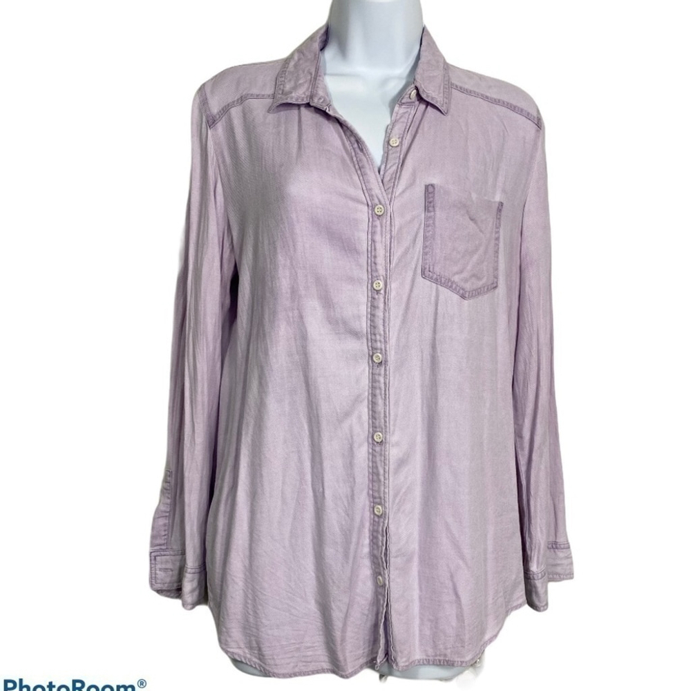 rubbish lavender purple button down long sleeve top medium